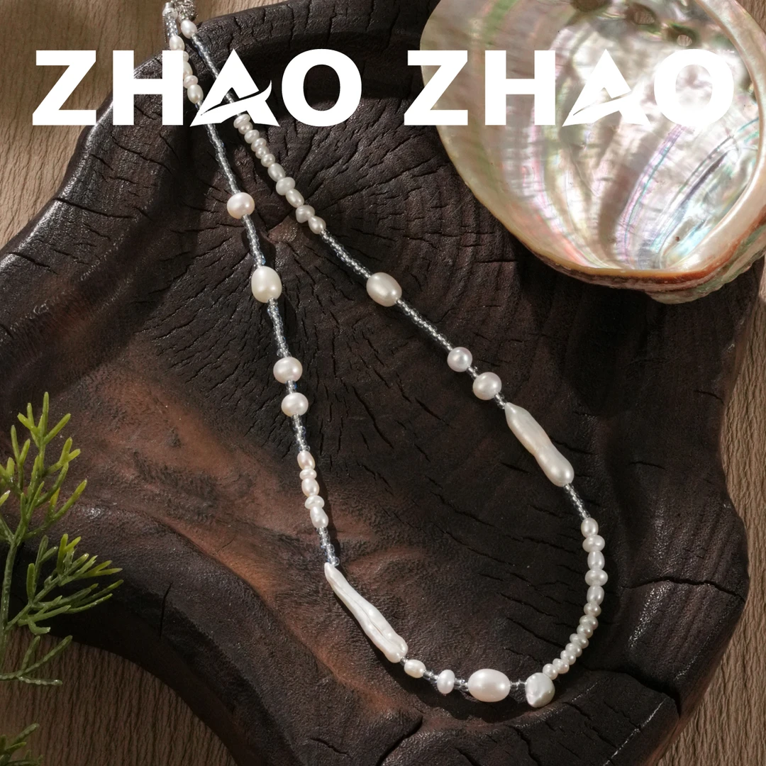 链子925银 「暮雪流年」原创大自然石串珠项链新中式百搭高级