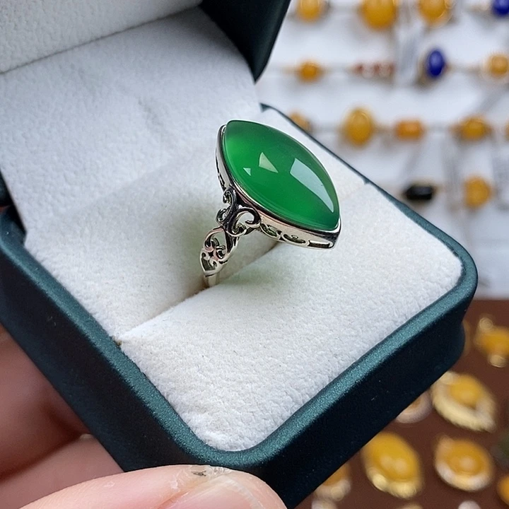 玛瑙/玉髓银S925镶嵌戒指