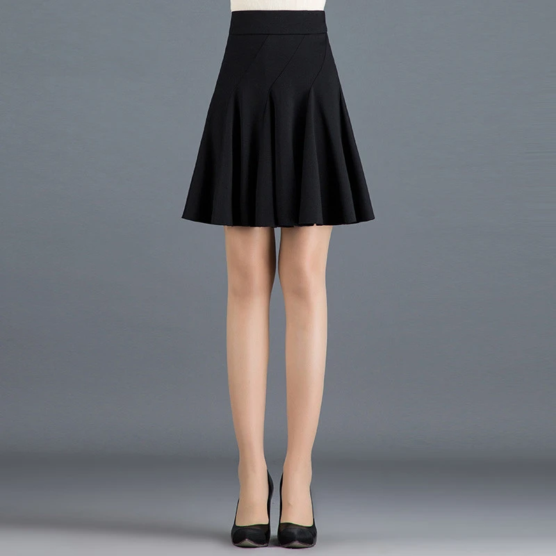 春夏时尚夏季黑色显瘦半身裙6092A字高腰短裙清冷感百褶裙大摆