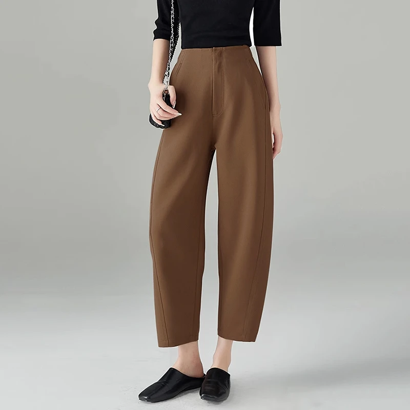 【感恩价】2024冬天丝绵羊毛女高腰直筒裤宽松百搭九分气球裤9153