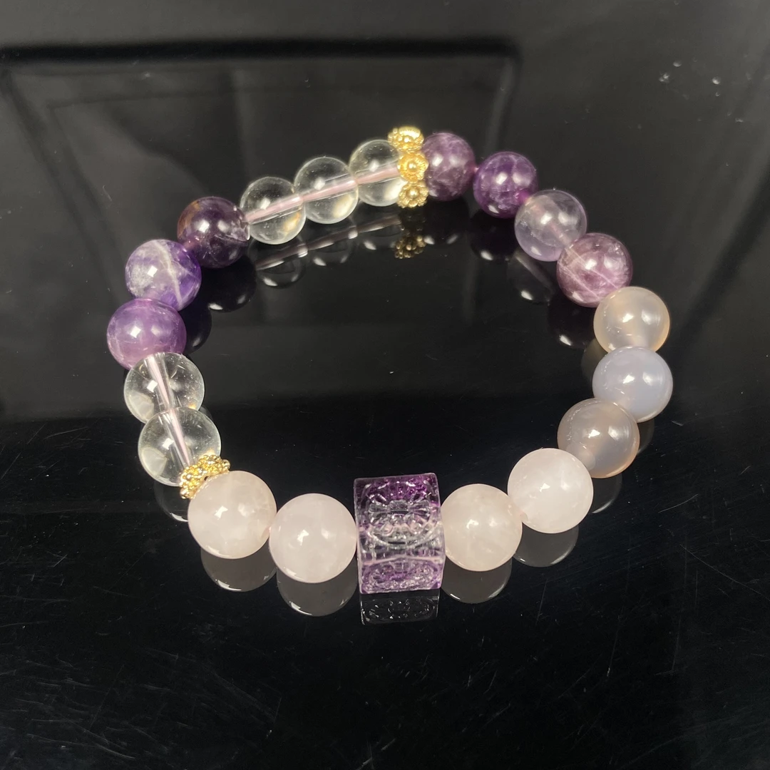 天然水晶 九紫离火DIY款手链 约9mm+/多样性发一件