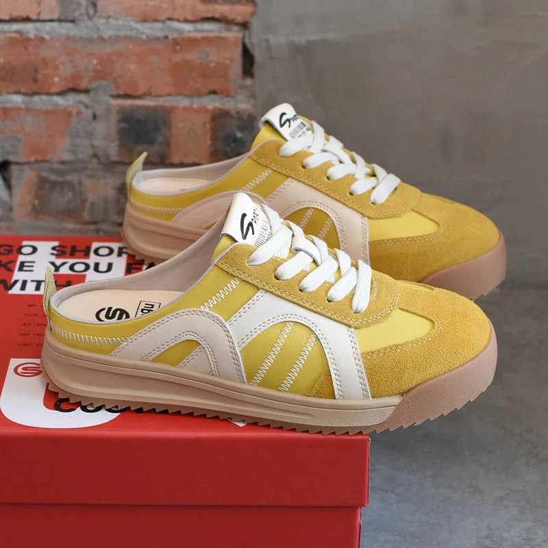 shougu/首谷2025春季新款包头半拖鞋女外穿休闲一脚蹬舒适懒人拖