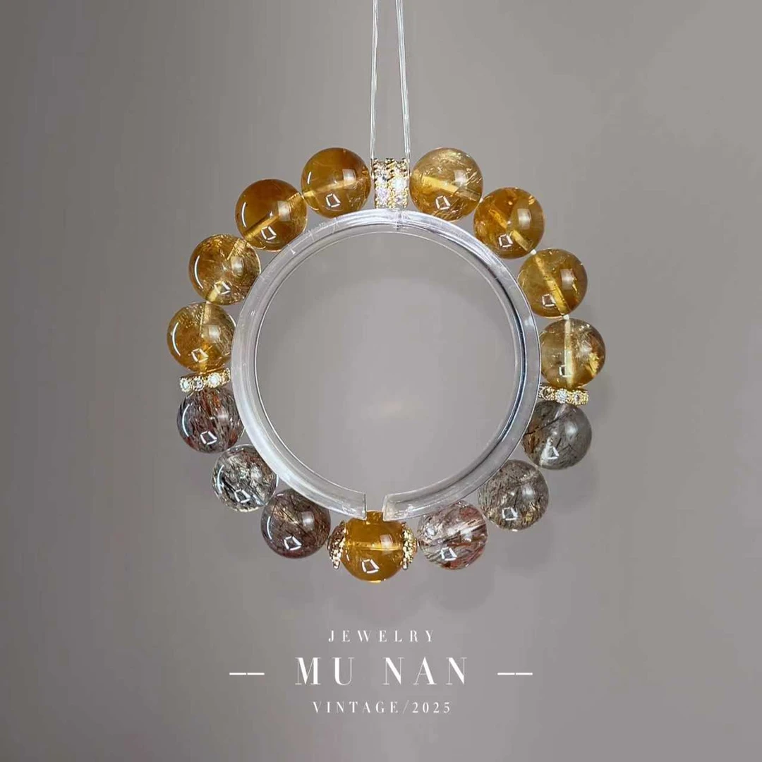 【招米/守米】天然水晶暴力黄水晶✖黑金超七手串（多样性发其一)