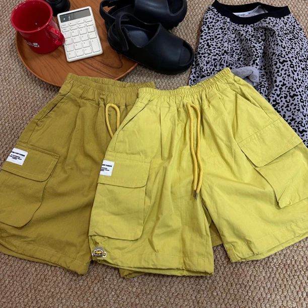 4137男女童时髦洋气休闲百搭个性假抽绳夏季短裤