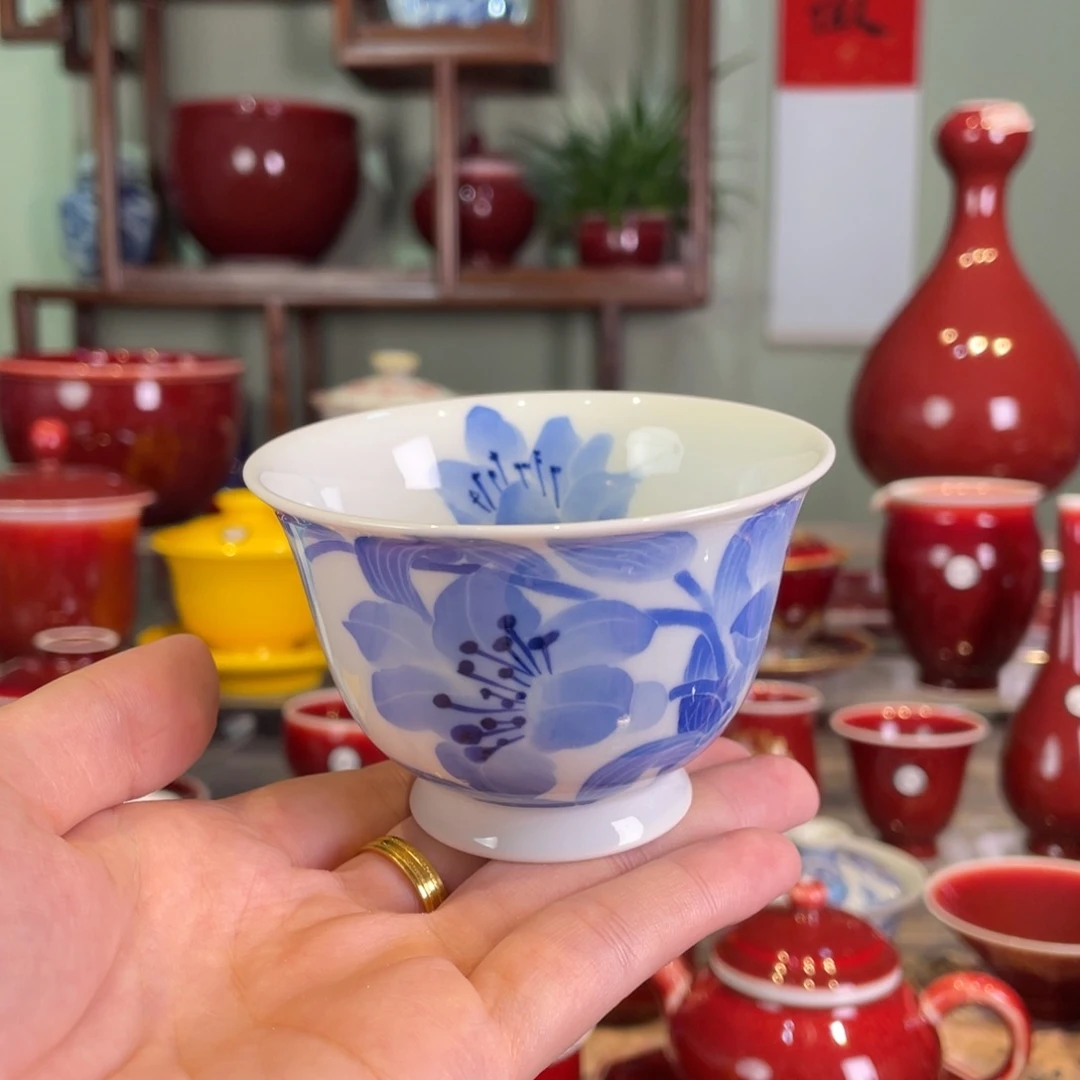 清欢柴窑，青花百合杯