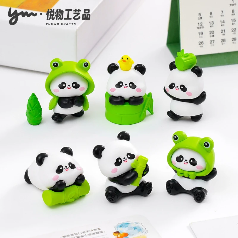 【双许愿+对对碰】青蛙雨衣熊猫公仔萌粒 diy装饰品车载桌面小摆件