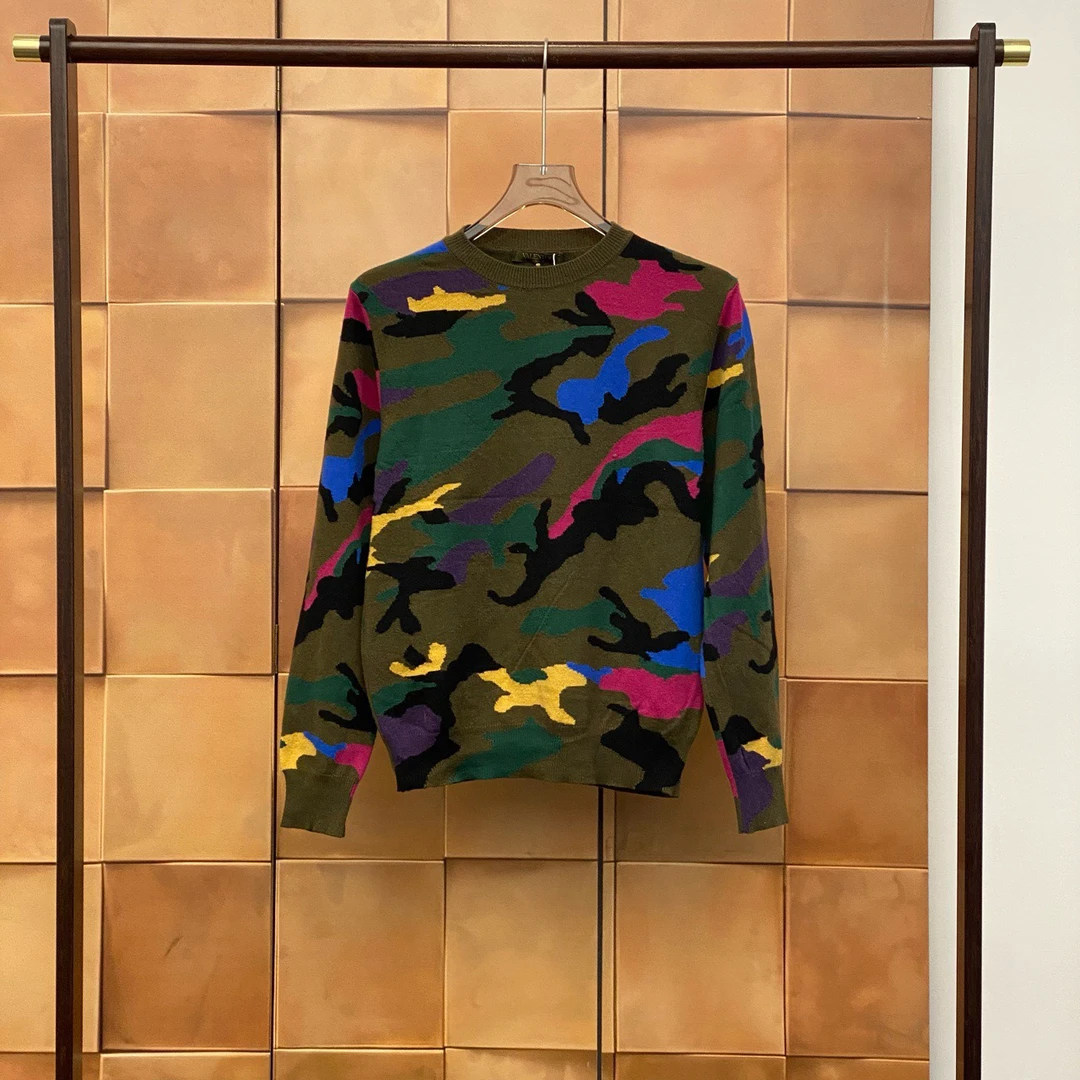 99新 Valentino/华伦天奴 迷彩羊绒毛衣/s码/29684