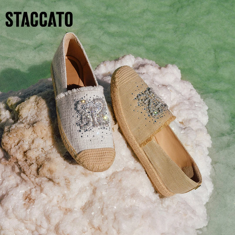 杨幂同款思加图新款流光风休闲慵懒大麦渔夫鞋平底单鞋女9UA05AA4