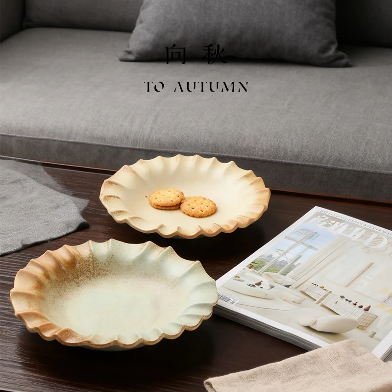 复古中式盘陶瓷餐盘圆形盘子味碟网红日式网红家用西餐盘早餐盘