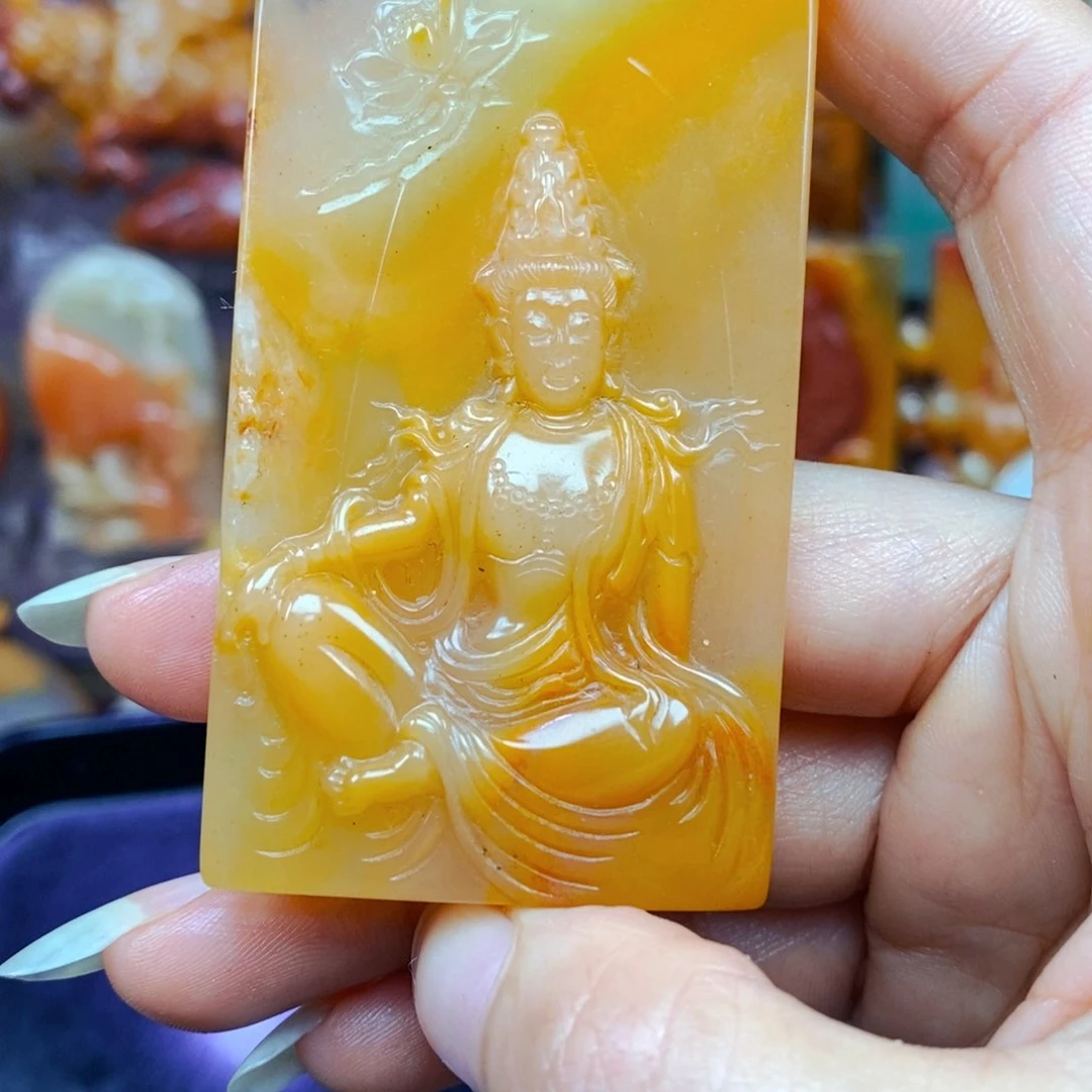石英质玉（黄龙玉）未镶嵌吊坠(不含链)