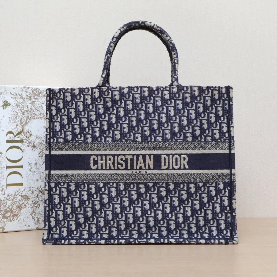 95新 DIOR/迪奥 【娇】Book Tote 大号 42 蓝色 帆布 2019 887835