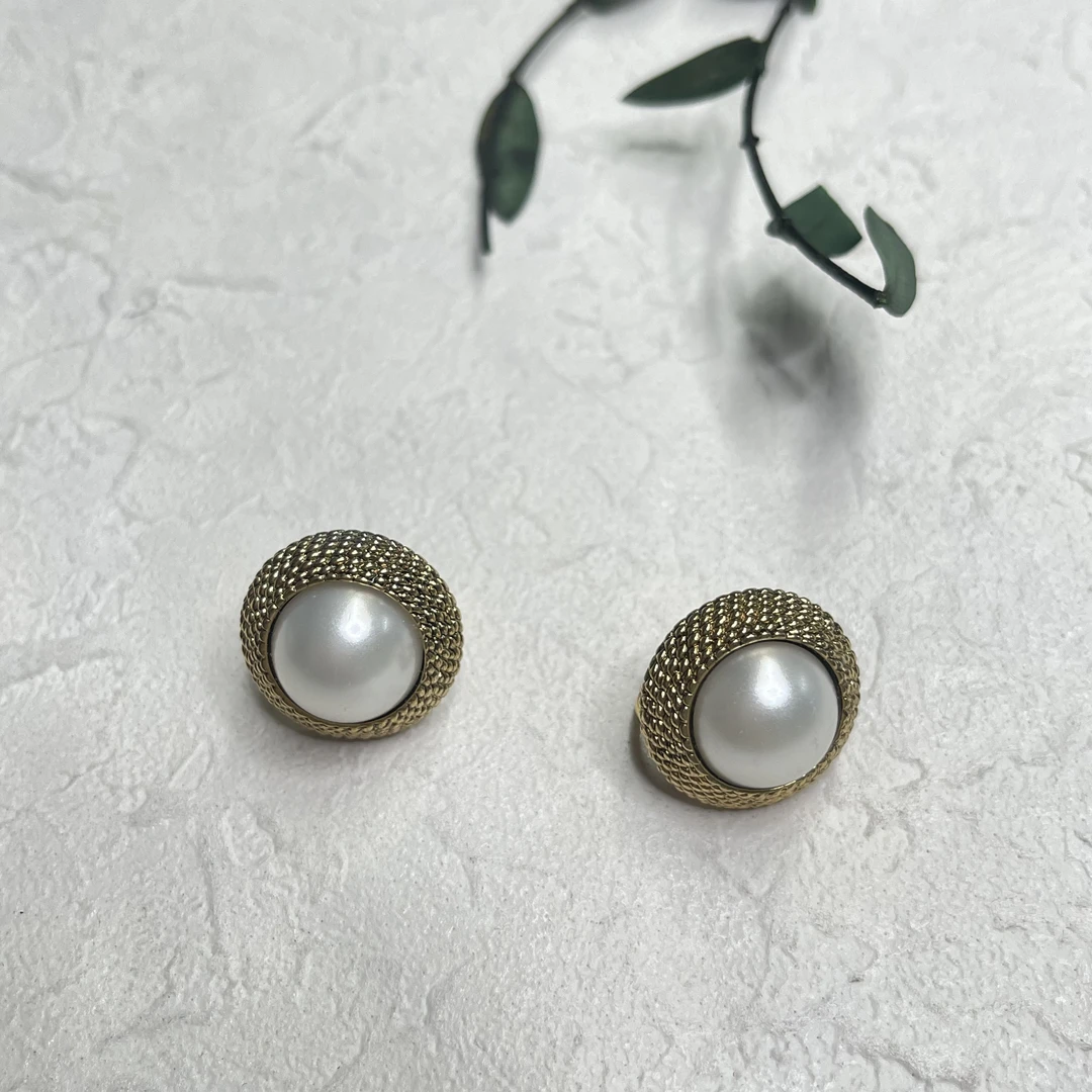 铜合金仿珍珠耳饰 【六六中古】孤品复古耳夹ap6777