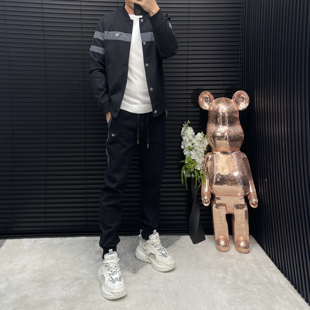 男士新款套装907春秋长袖时尚潮流百搭弹力修身运动休闲帅气韩版