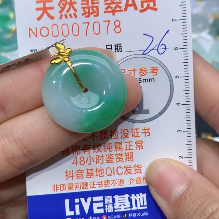 翡翠颈饰18K金镶嵌平安扣