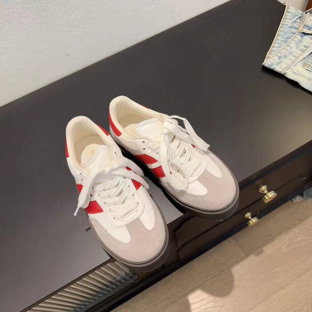 DAABAE GOOD 双杠德训2025春季百搭小牛皮厚底板鞋休闲鞋 8018-22