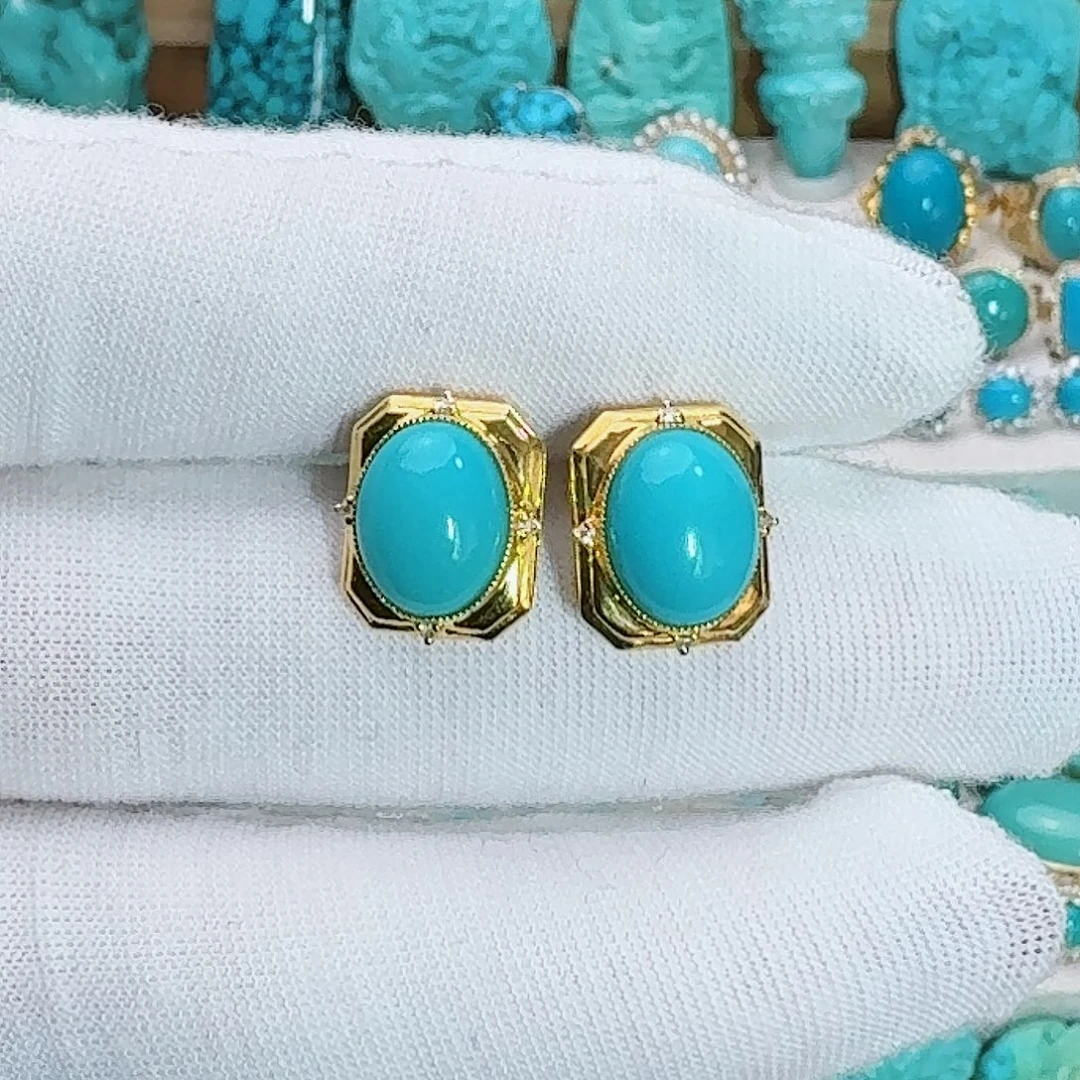 绿松石18K金镶嵌珠宝奇石