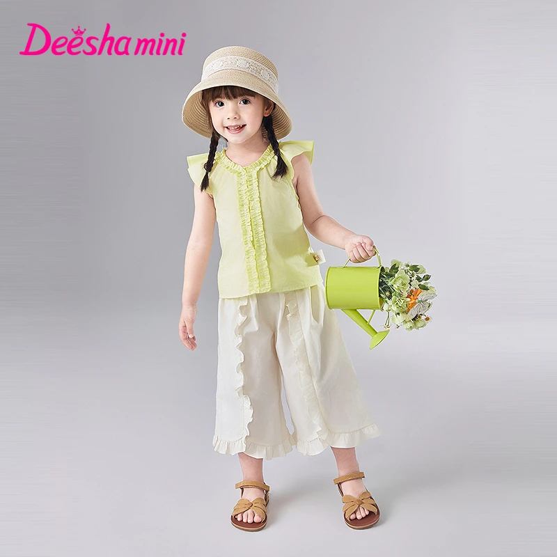 笛莎童装女童衬衫夏季新款小童宝宝欧若风儿童短袖上衣-132521201