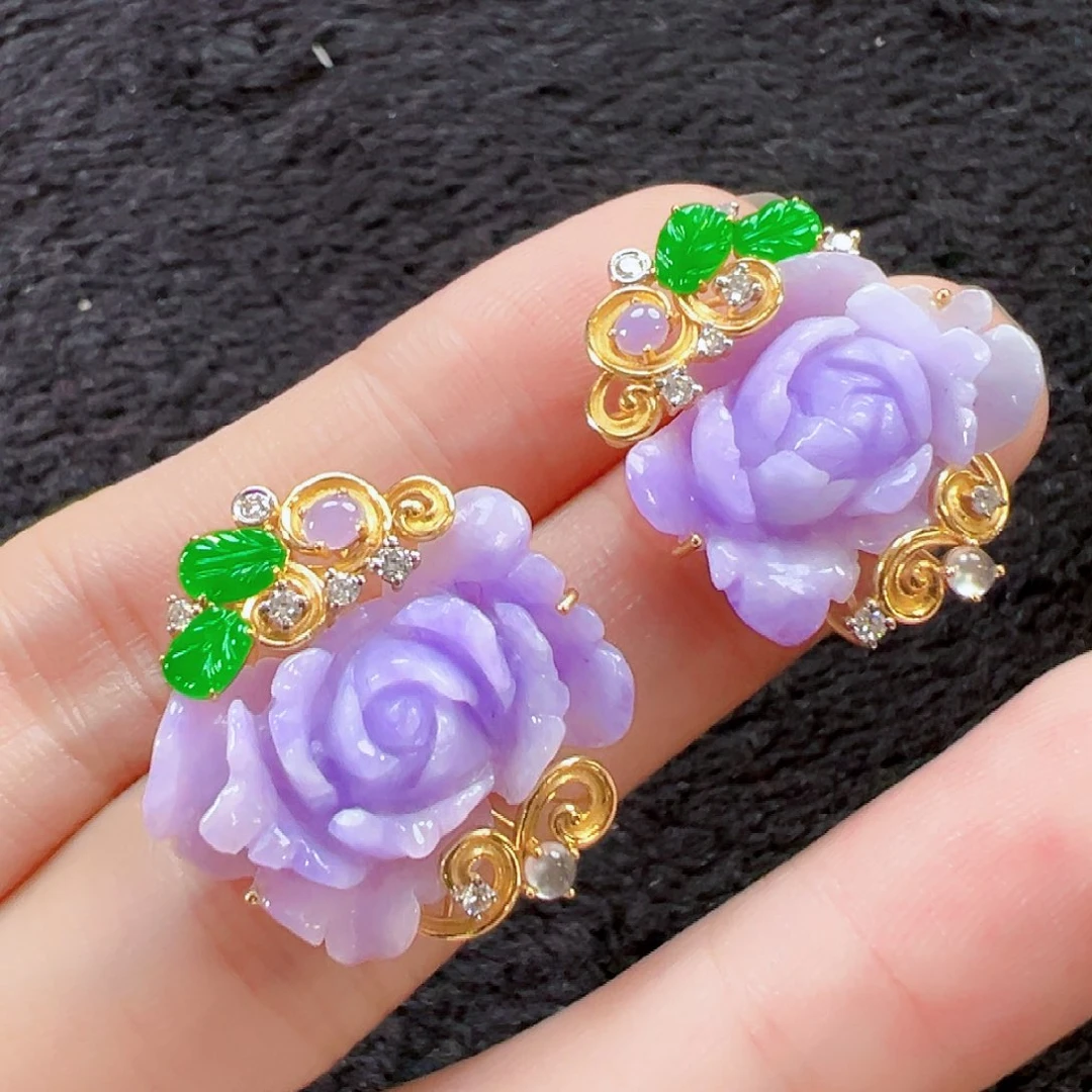 翡翠18K金镶嵌耳饰签收后24小时鉴赏期