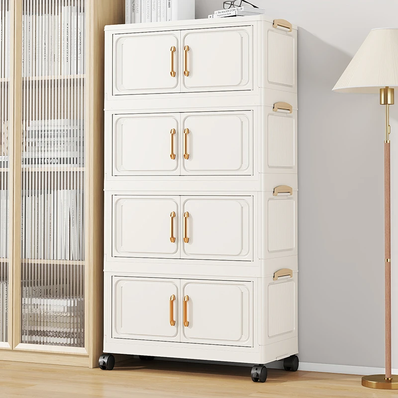 双开门收纳柜零食野餐柜大号多层置物柜简易卧室客厅免安装整理柜