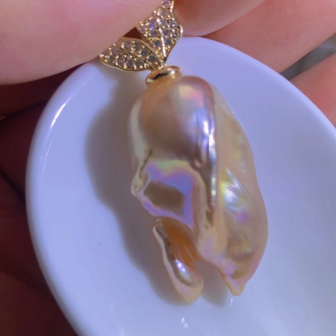 银S925镶嵌淡水珍珠天然淡水珍珠