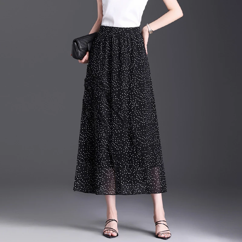 波点雪纺半身裙显瘦A字裙女裙子夏季今年流行爆款气质高级感长裙
