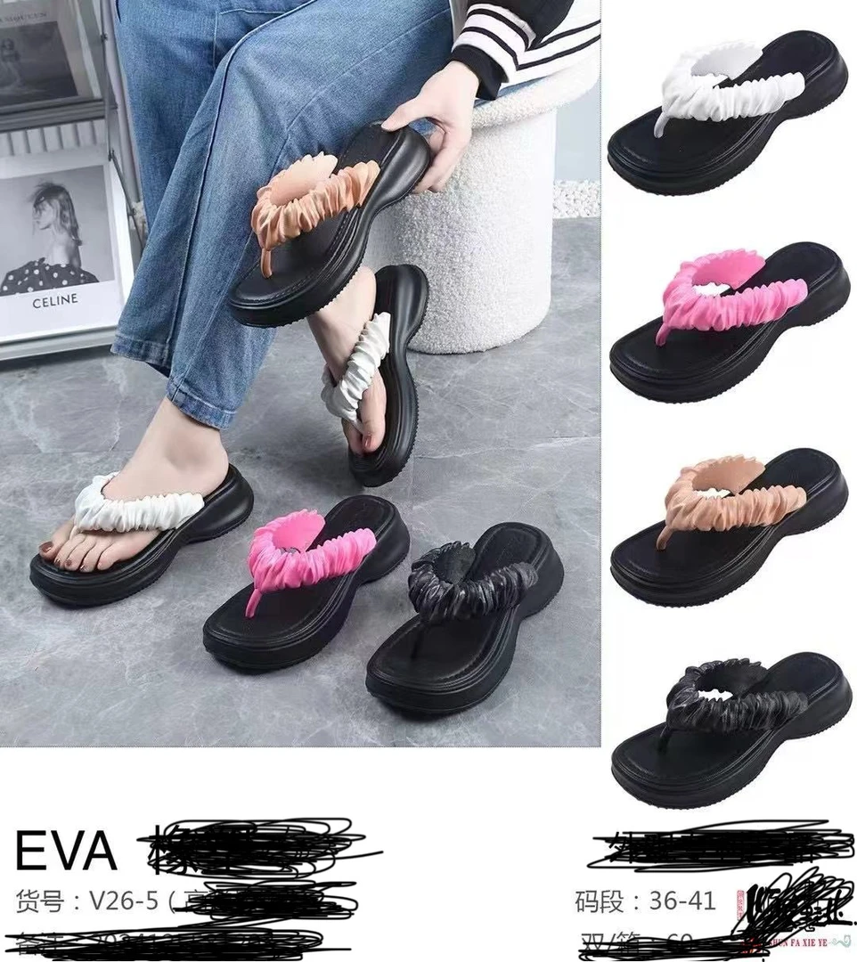 265注塑鞋人字拖公主风防滑韩版厚底36-41码