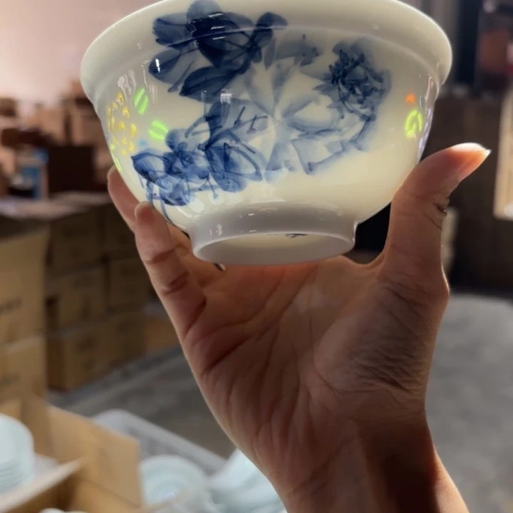 玉瓷景德镇陶瓷米饭碗两只微瑕
