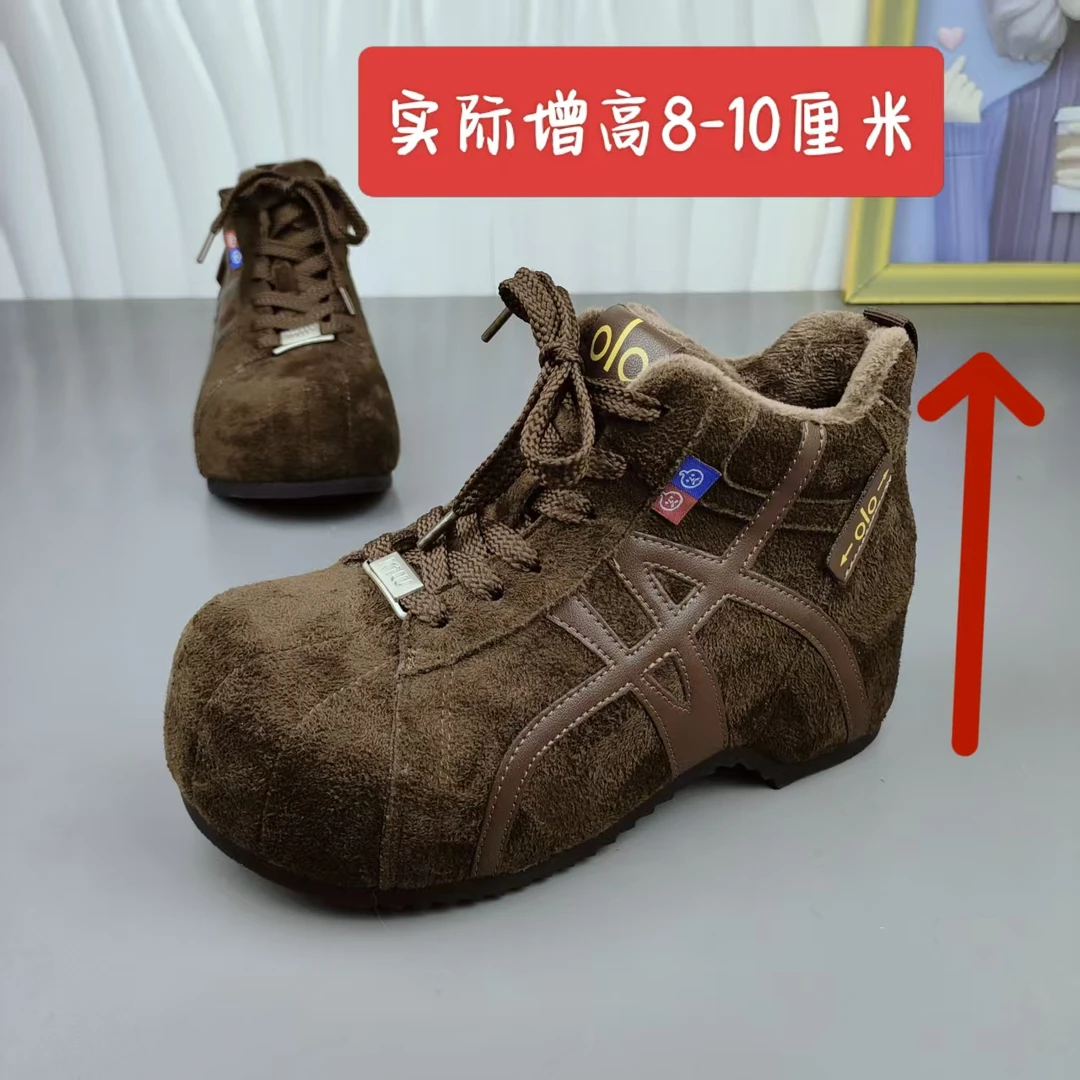 卡皮巴拉勃肯鞋小个子增高10cm复古女鞋显瘦秋冬新款加绒大头鞋