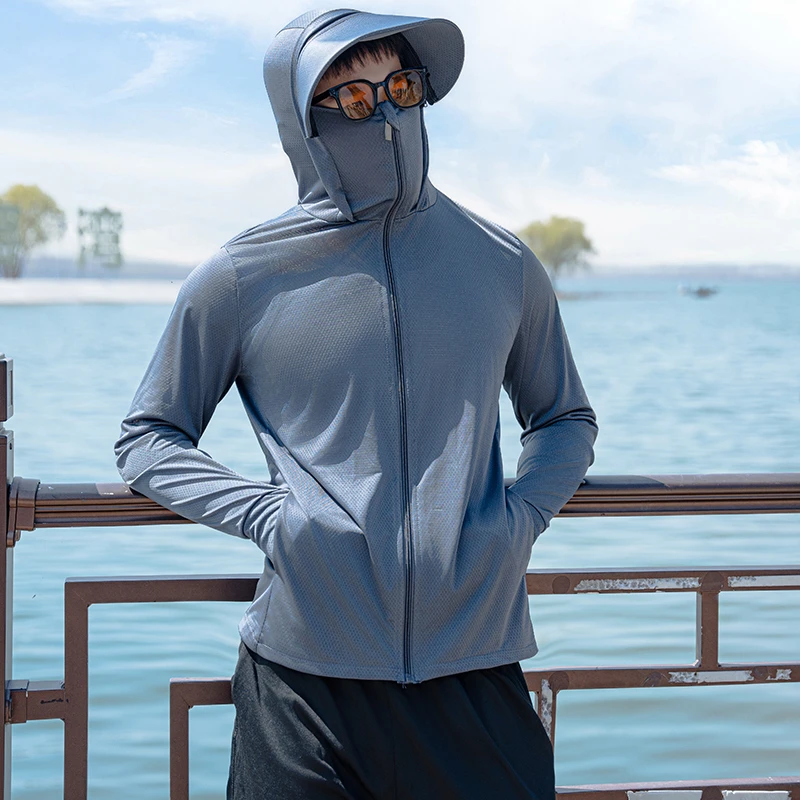 新款冰丝防晒服男士夏季钓鱼防晒外套轻薄透气防紫外线运动防晒衣