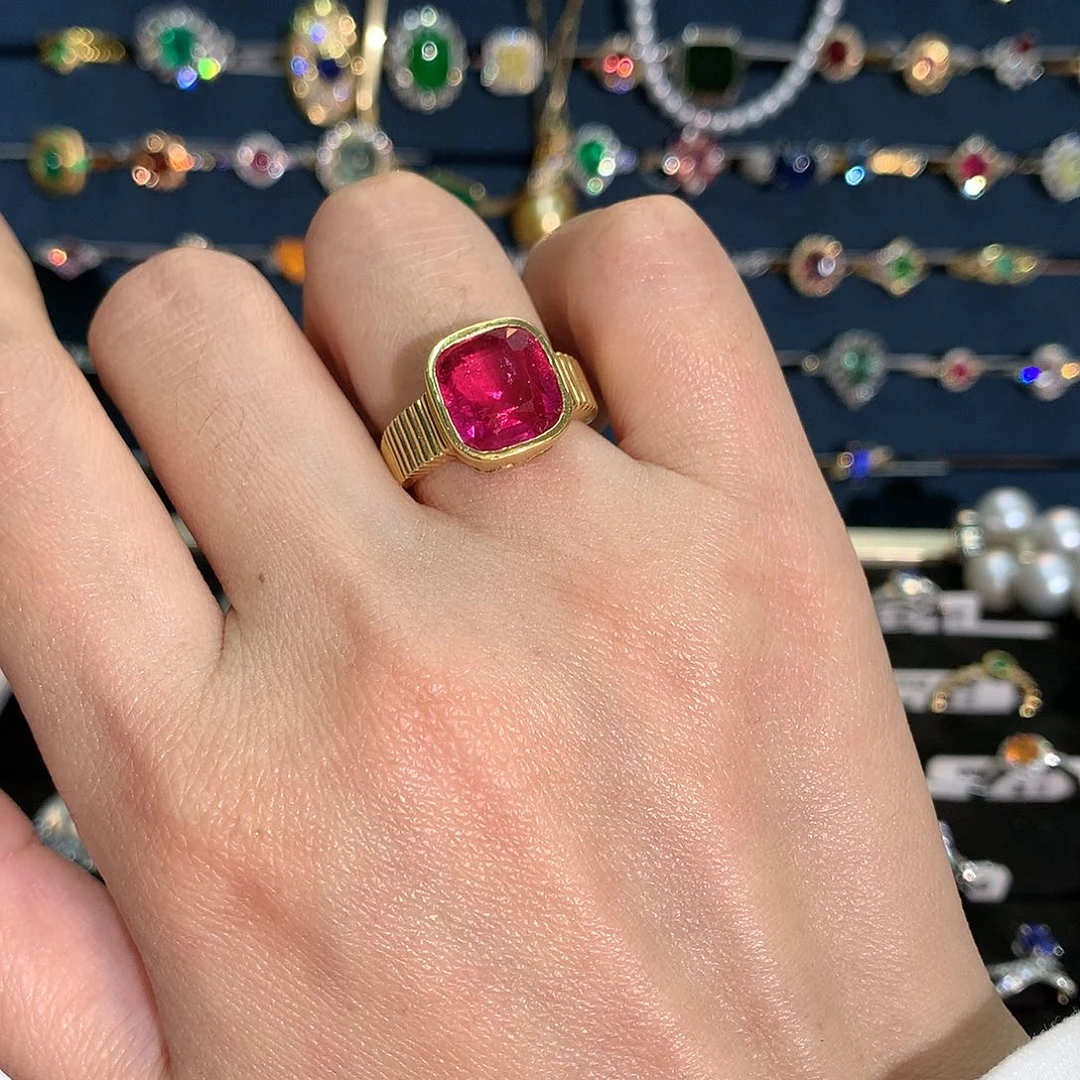 碧玺戒指18K金镶嵌用****3