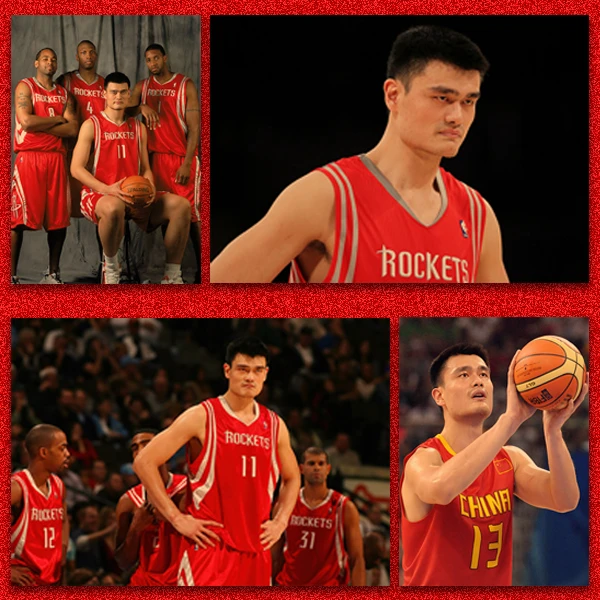 姚明NBA篮球体育明星复古风牛皮纸墙贴怀旧装饰海报画芯壁画画芯