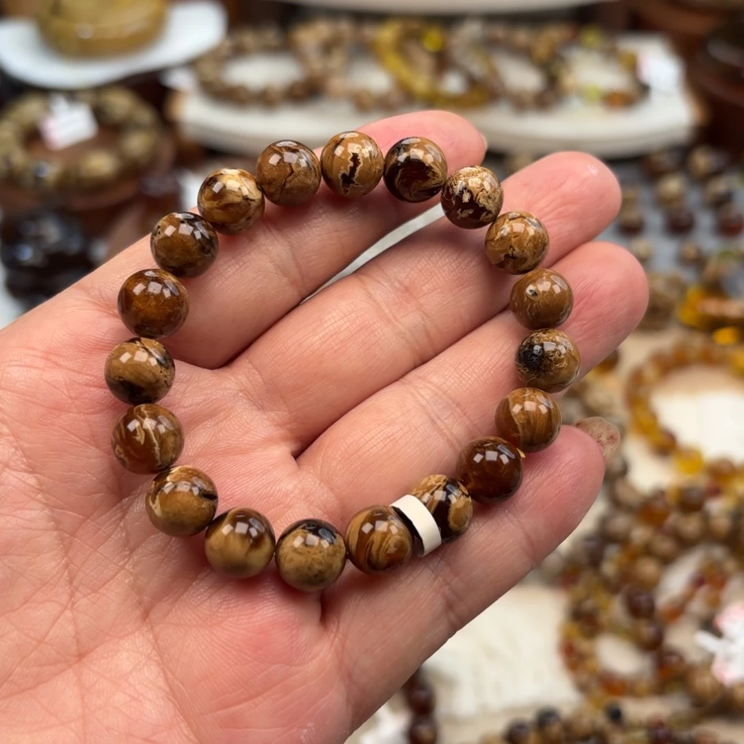 琥珀未镶嵌手链根珀溶洞妖花卡10