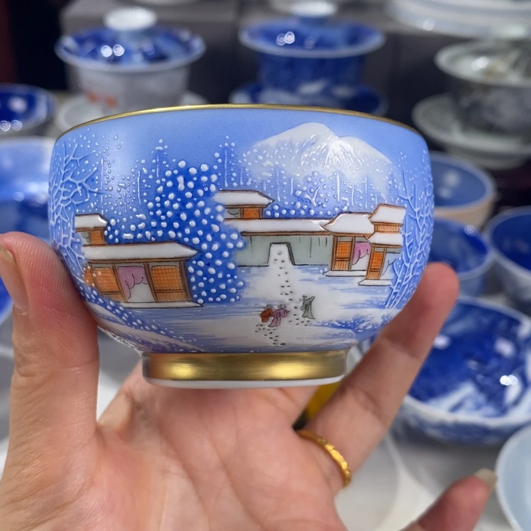 粉彩雪景主人杯杯