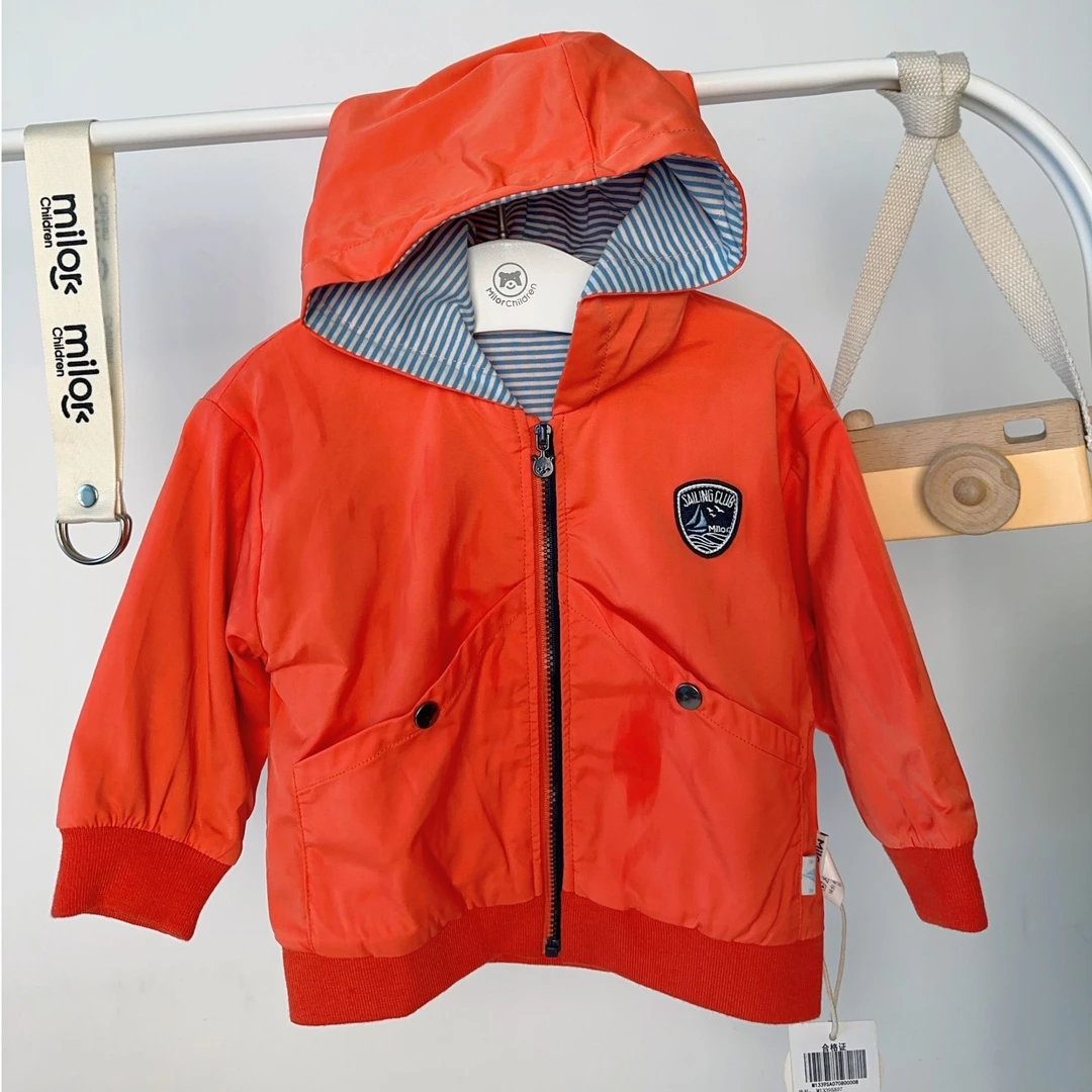 3907米乐熊男女宝梭织外套春秋儿童童装百搭纯色