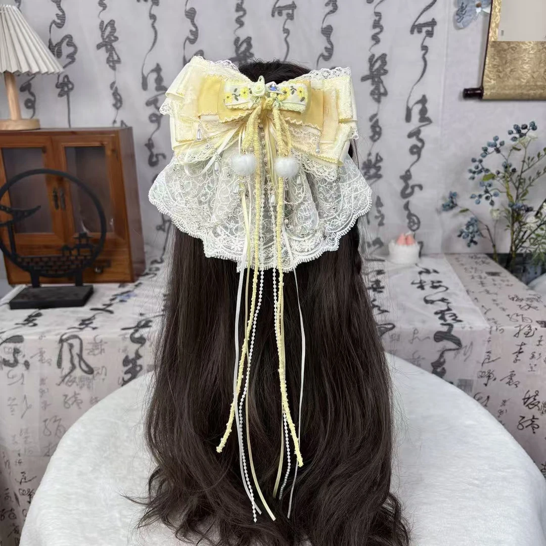 【绒绒黄油】国风发夹多层次蝴蝶结发饰头饰甜美弹簧夹