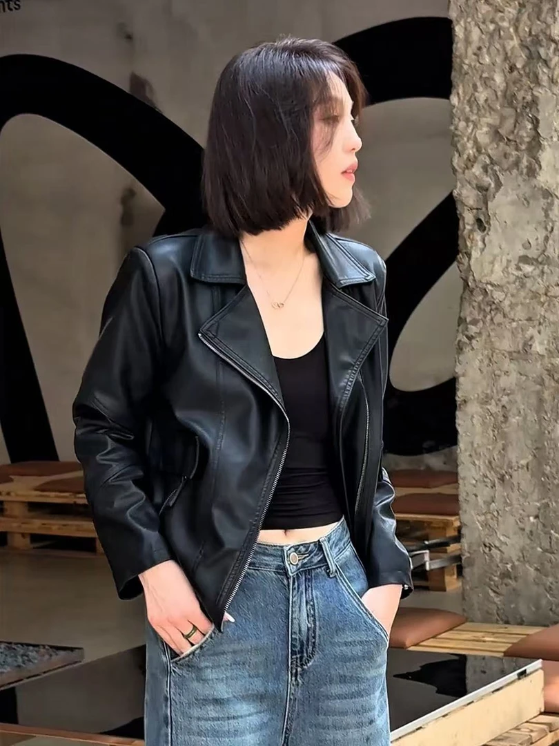 【沐言千初】皮衣女款爆款2024新款/修身显瘦/休闲时尚百搭8833