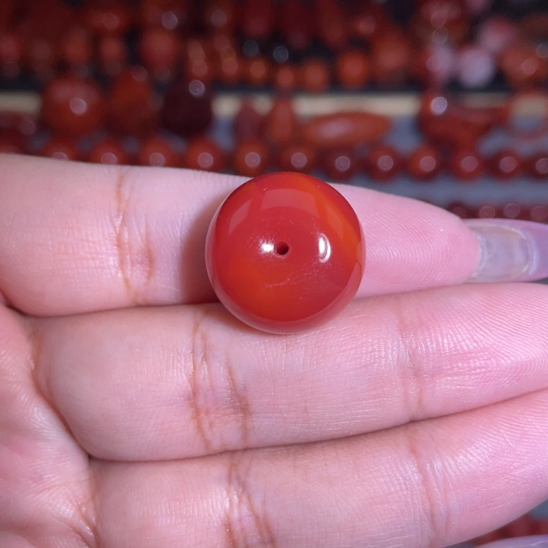 南红玛瑙未镶嵌苹果珠卡18.3