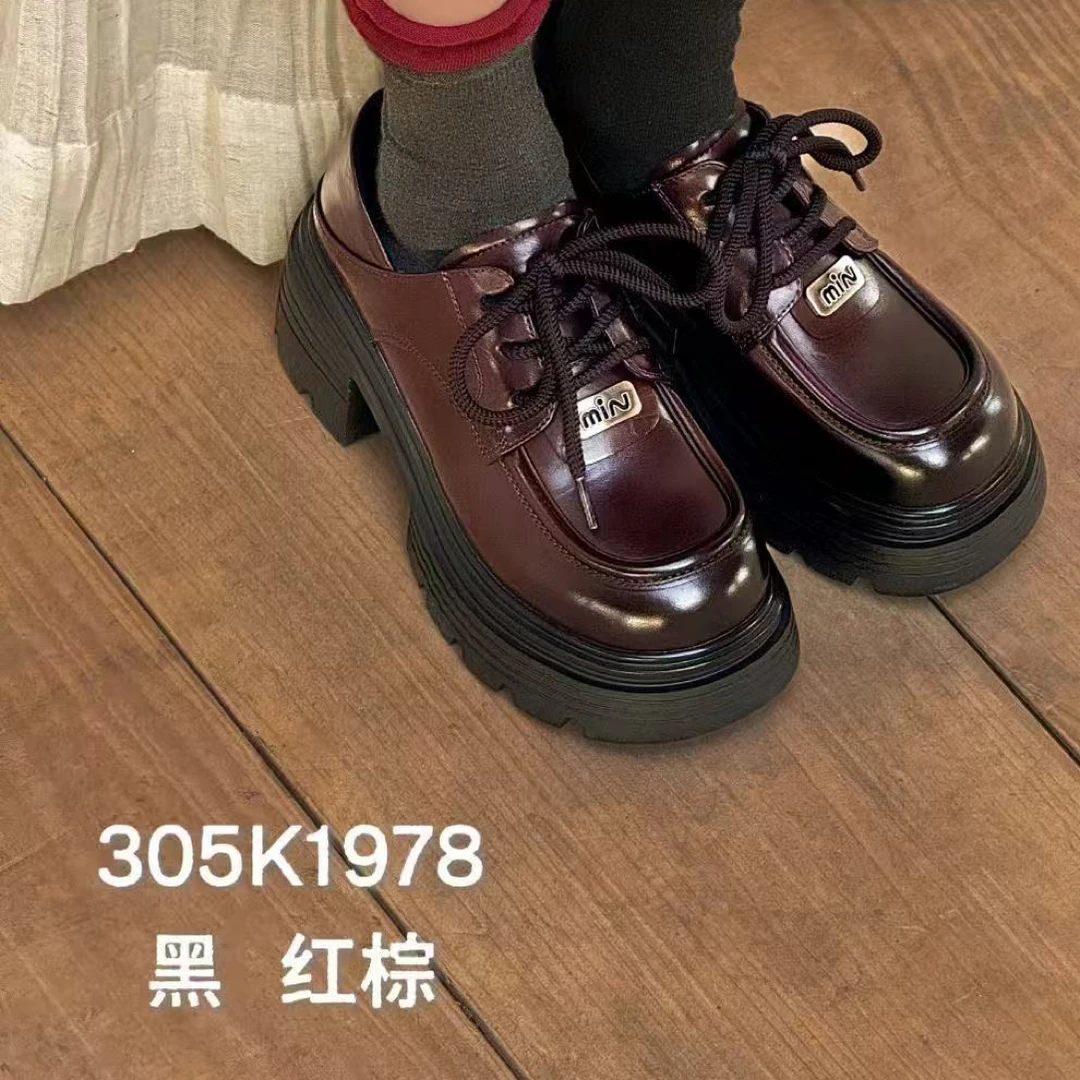 复古粗跟圆头学院风单鞋深口乐福鞋高跟低跟春季