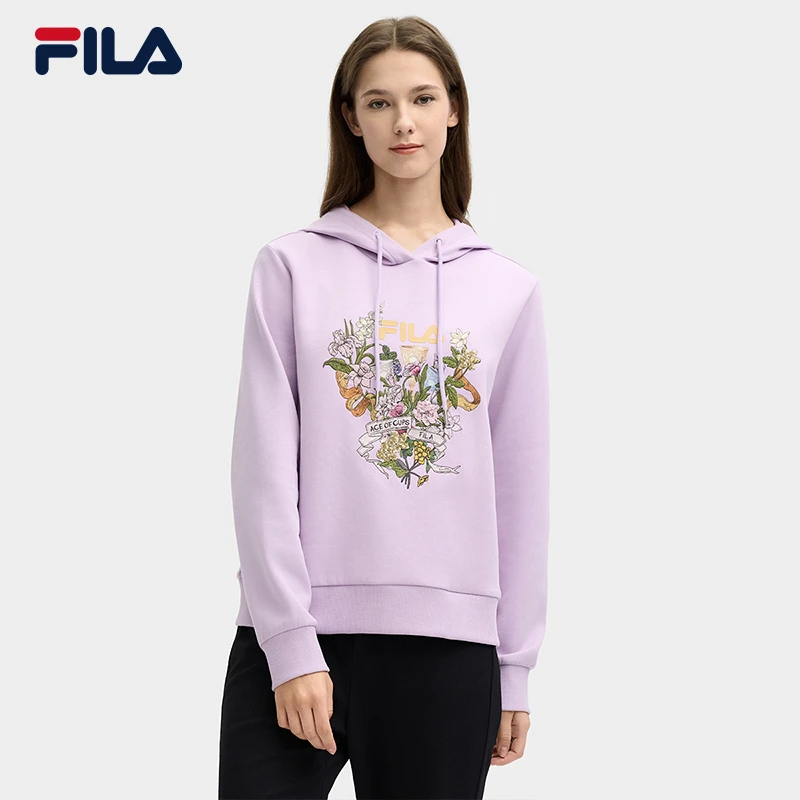 Fila/斐乐女【棉氨空气层】25春季新款休闲针织连帽卫衣F11W518214F