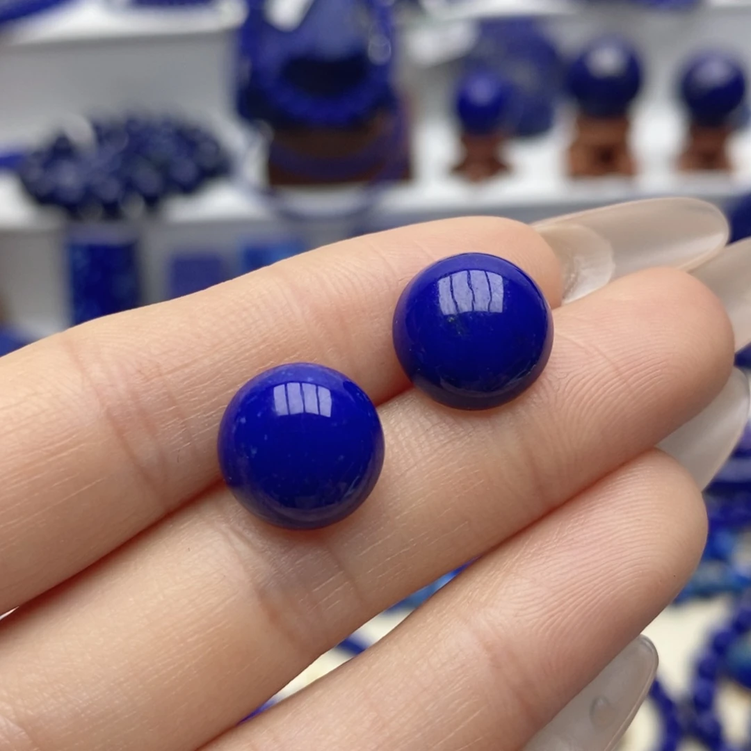 青金石未镶嵌耳饰12mm
