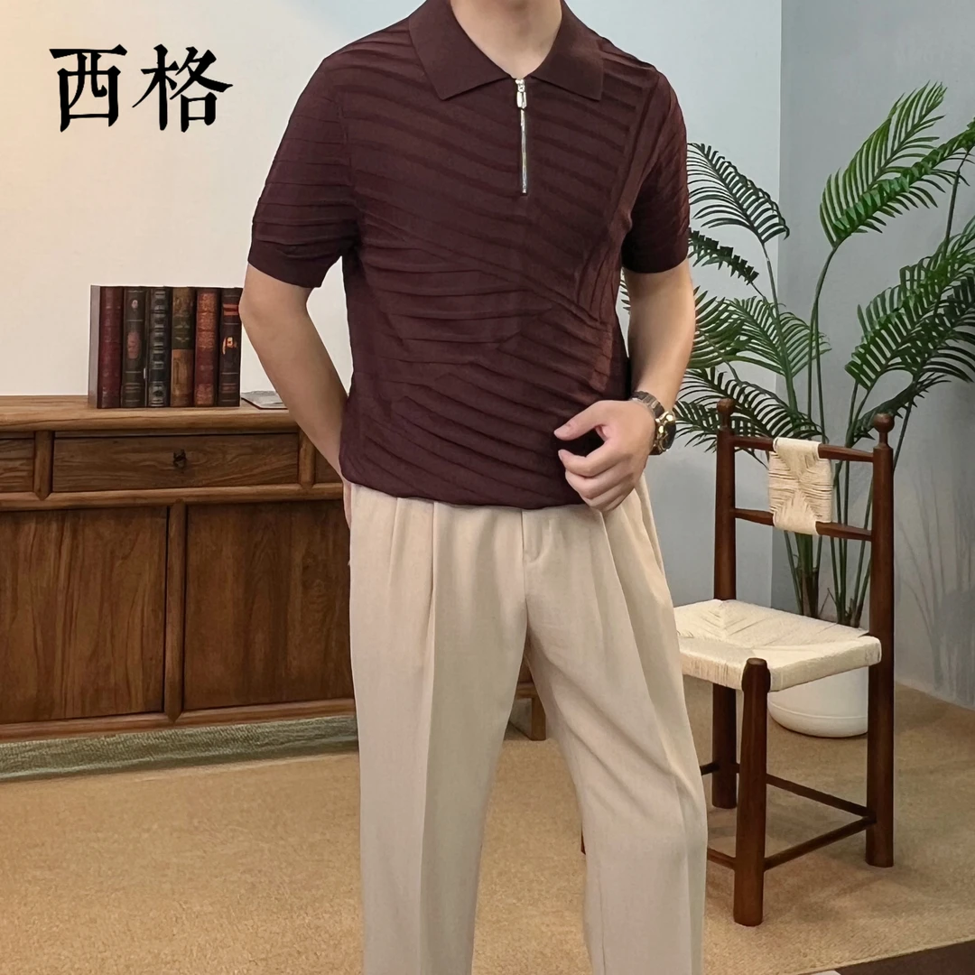 西格Xg夏季薄男款百搭修身休闲短袖polo衫时尚老钱款透气简约3303