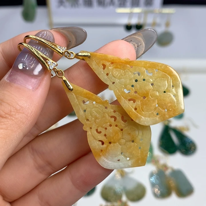 翡翠银S925镶嵌耳饰耳饰