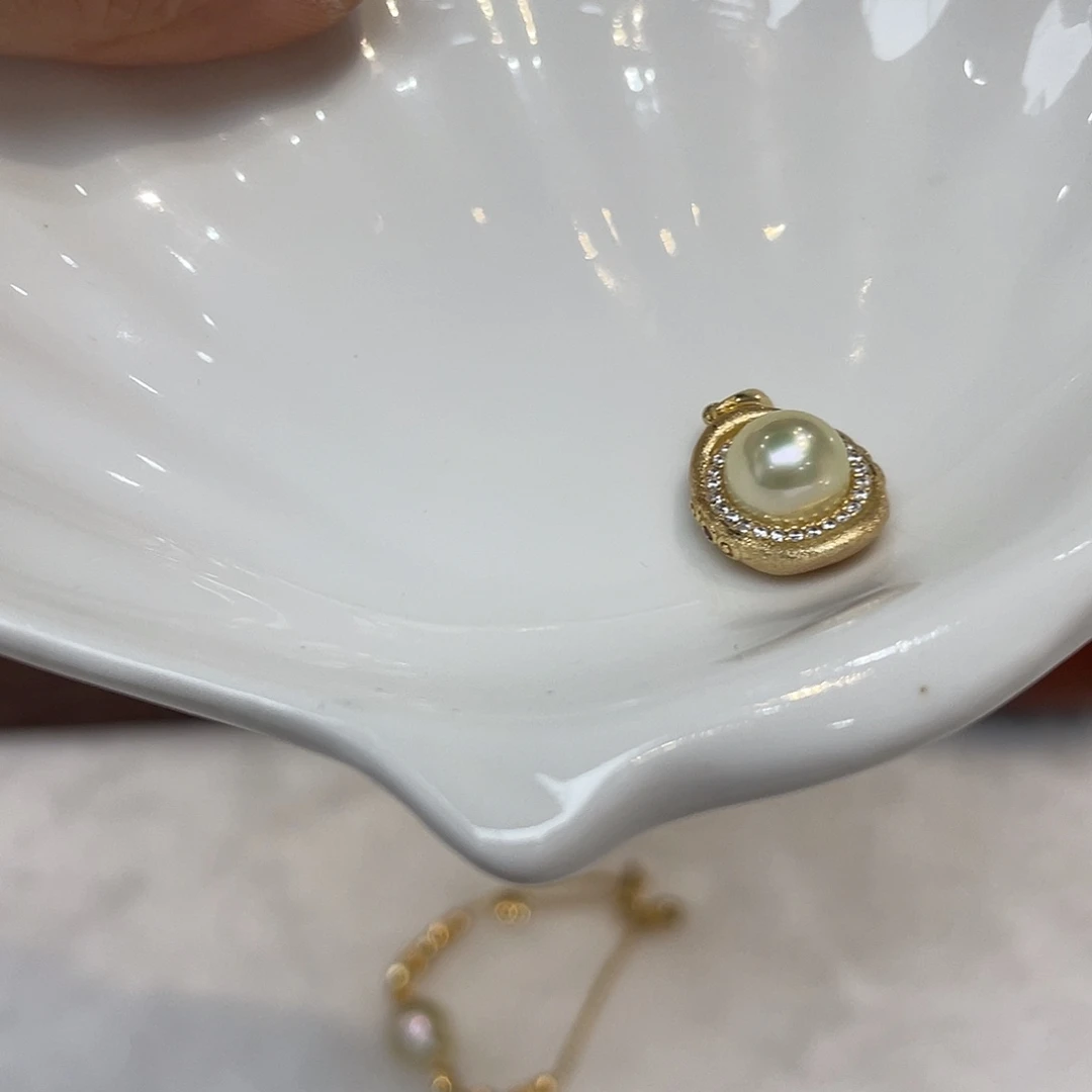 吊坠(不含链)银S925镶嵌海水珍珠