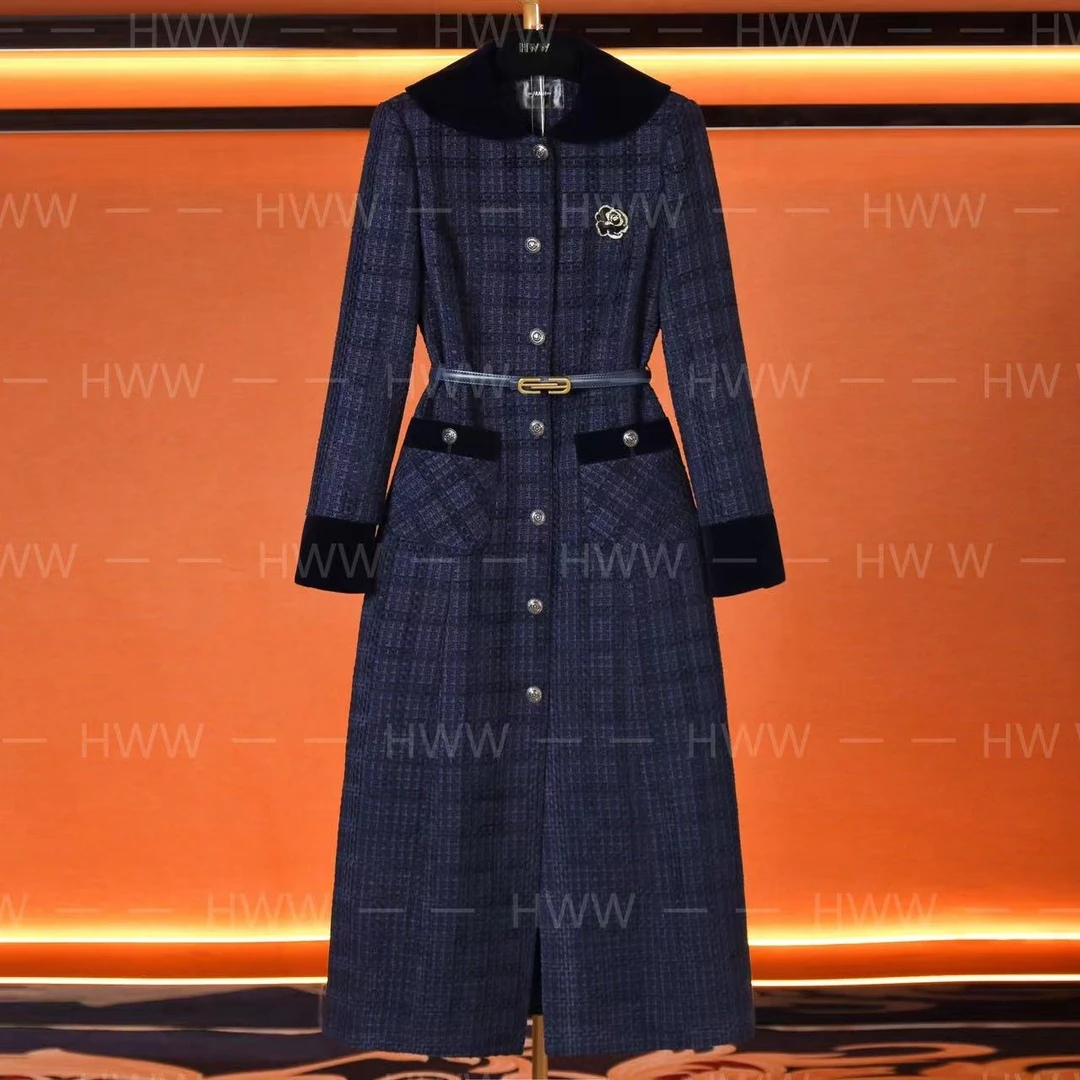 HWW轻奢设计师女士气质修身时尚大气收腰连衣裙风衣DHZZR405779