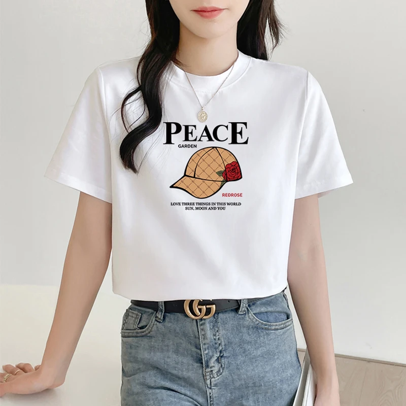 白色半高领t恤女短袖宽松中领纯棉正肩体恤2025新款春夏装内搭潮