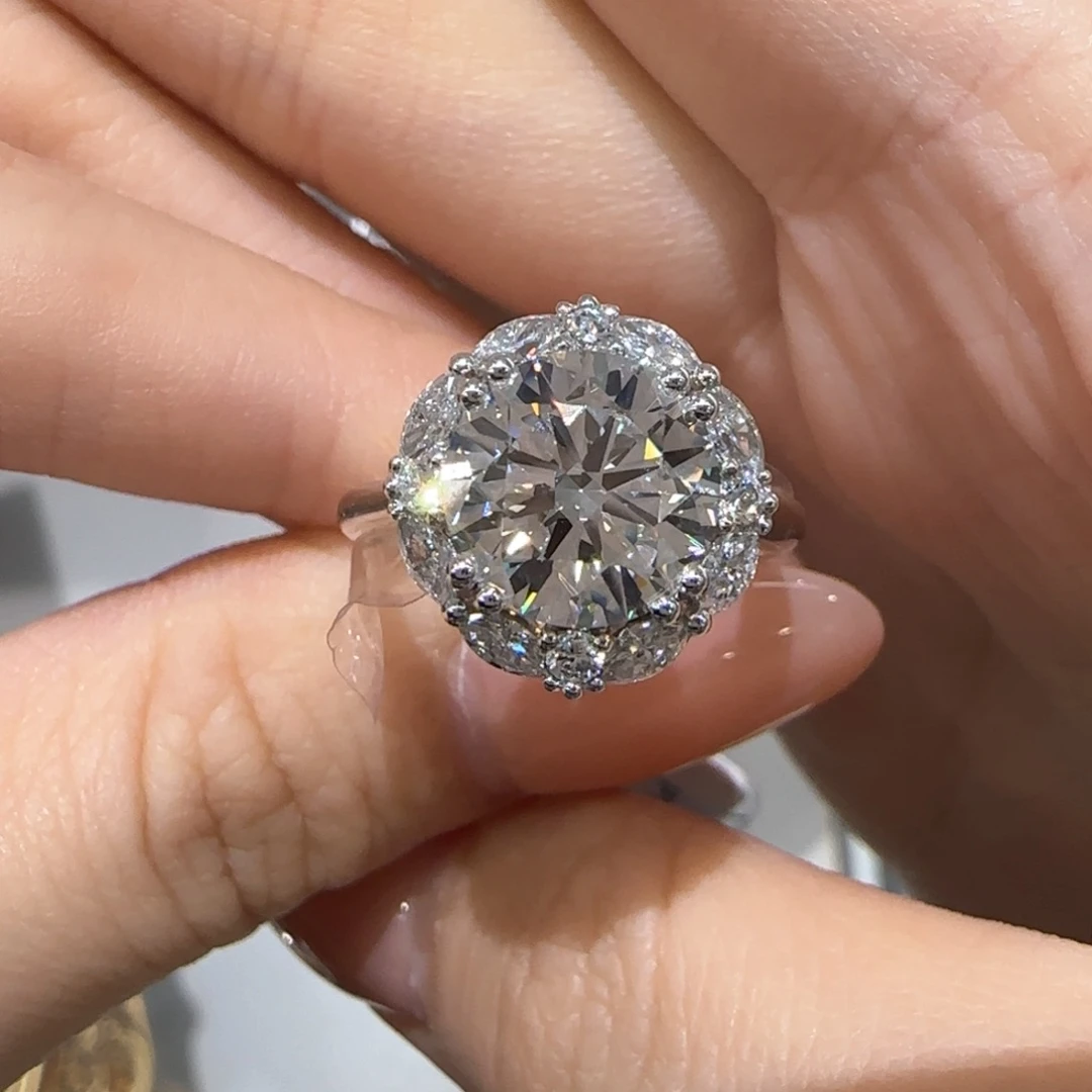 实验室培育钻石铂Pt950镶嵌3卡许研同款