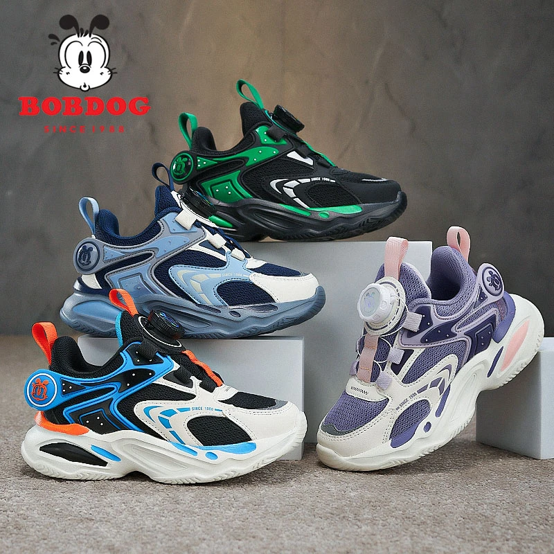 巴布豆童鞋2025春季皮面防水潮童跑步鞋学生耐磨软底运动鞋E029