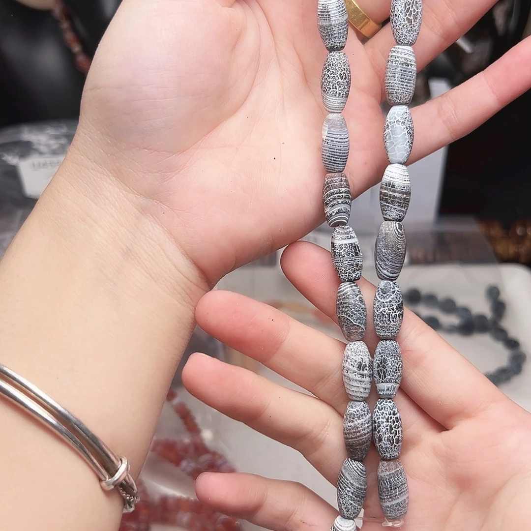 玛瑙/玉髓合金珠宝半成品u458 8m 药霜米珠一条