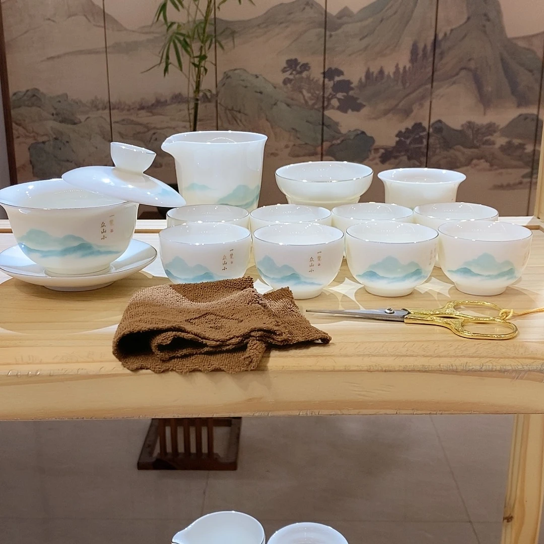 【墨城】羊脂玉瓷一览众山小15头