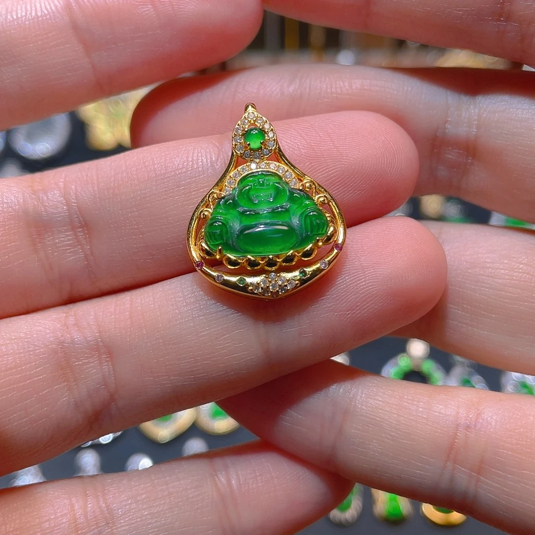 翡翠银S925镶嵌吊坠(不含链)